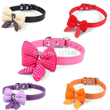 Knit Bowknot Leather Collars