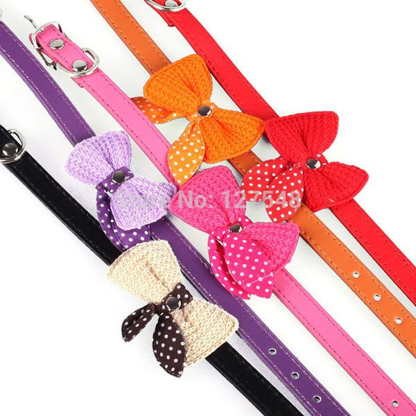 Knit Bowknot Leather Collars