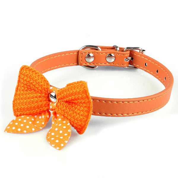 Knit Bowknot Leather Collars