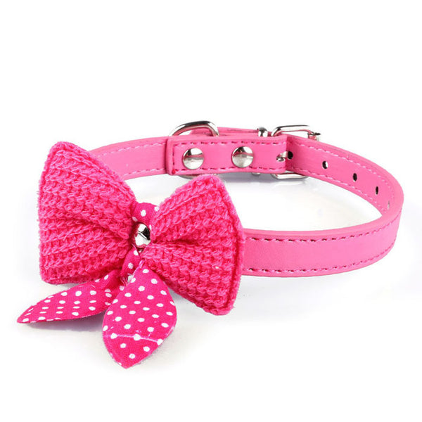 Knit Bowknot Leather Collars